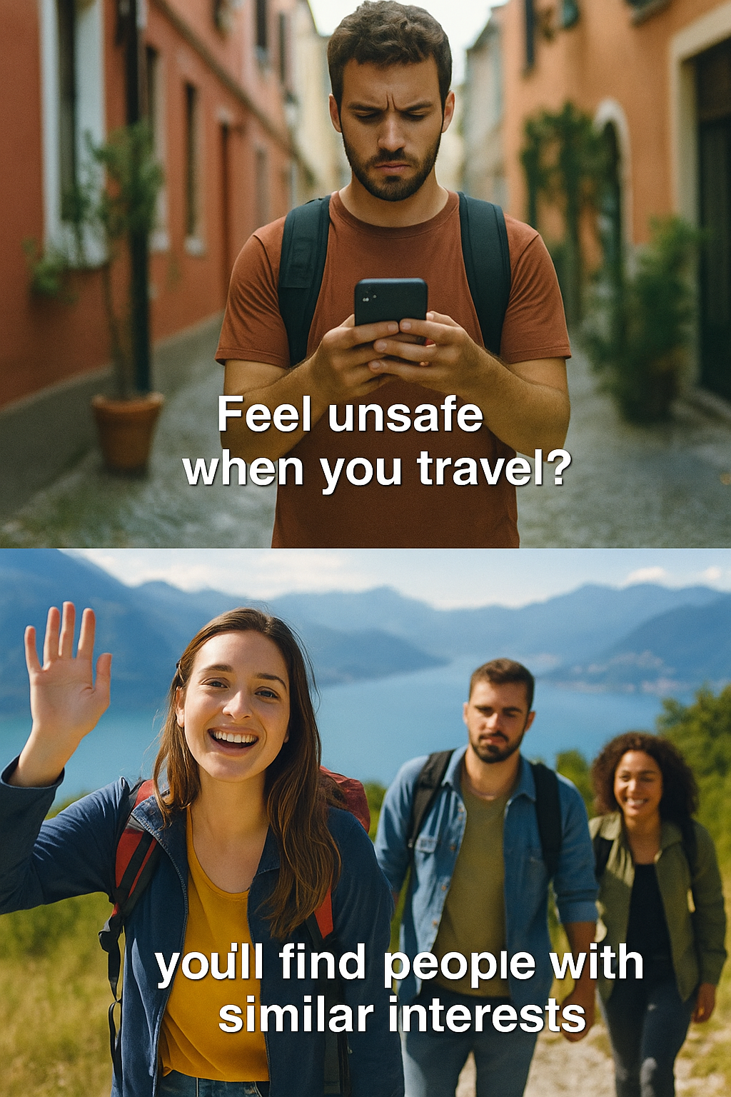 Solo traveler with backpack